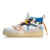 Li Ning Slip Resistant, Abrasion Resistant, Lightweight Mid top Skateboard Shoes Men's Gray White Blue AGCQ127-4