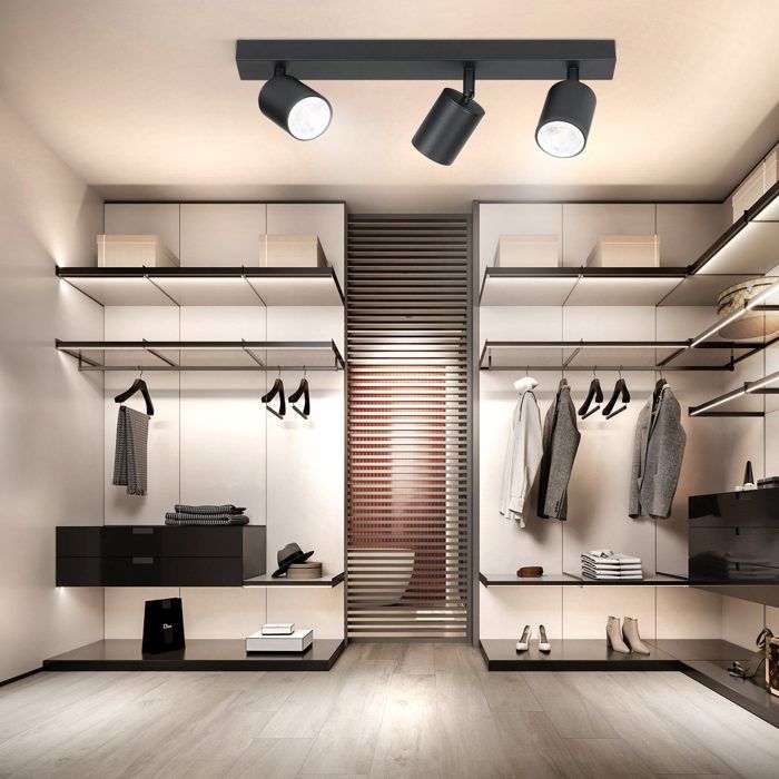 Plafonnier - NETTLIFE - GU10 - 3 spots - Orientable 350° - Noir métal
