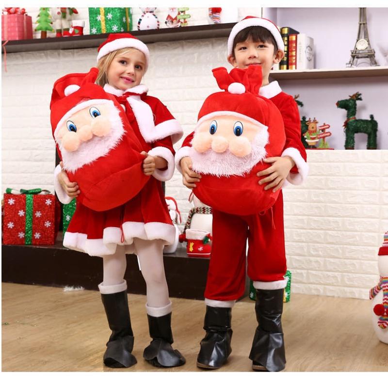 Christmas Attire For Children Vibrant Red Santa Costume With Plush Fabric