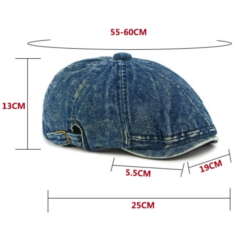 HT5045 Mens Beret Women New Spring Autumn Denim Beret Hat 100% Cotton Adjustable Artist Flat Cap Male Female Octagonal Beret Cap