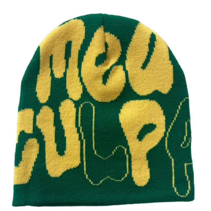 Hot Sell Customized  Adult Fashion Printing Soft Winter Hat Knitted With Letters for Men and Women
