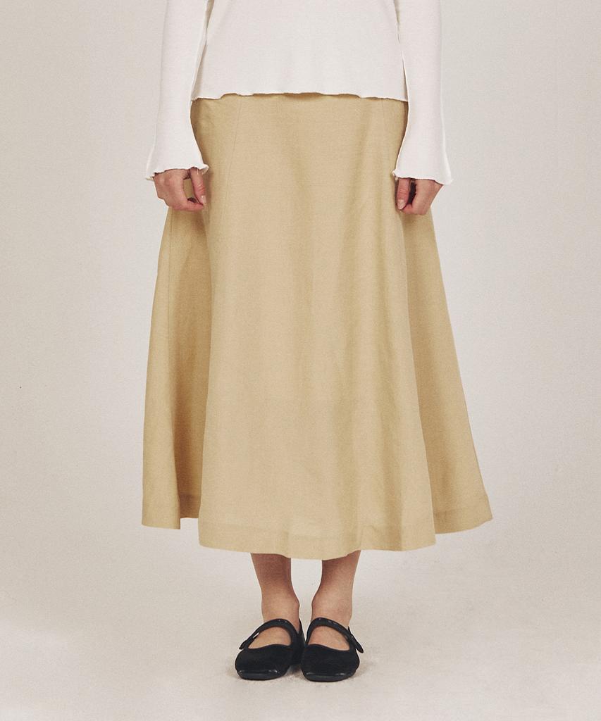 We Love Linen Flare Skirt_Beige
