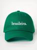 Black Embroidered Brasileira Baseball Cap Adjustable Casual Hat For Women Outdoor Sun Protection