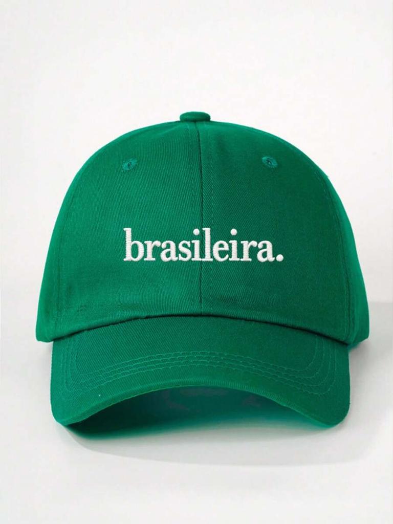 Black Embroidered Brasileira Baseball Cap Adjustable Casual Hat For Women Outdoor Sun Protection