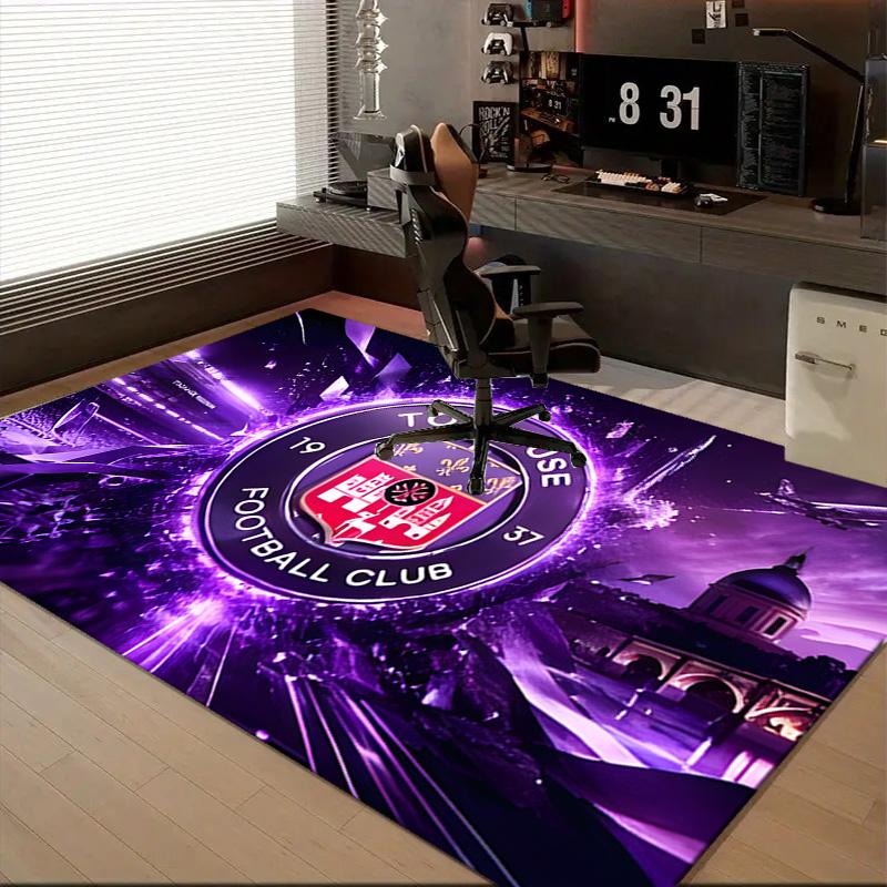 1PC Toul-ouse Crest Design Floor Mat for Living Room, Game Rooms, Office, Bedroom, Office Floor Mat Playful Design, Christmas Fan Gifts