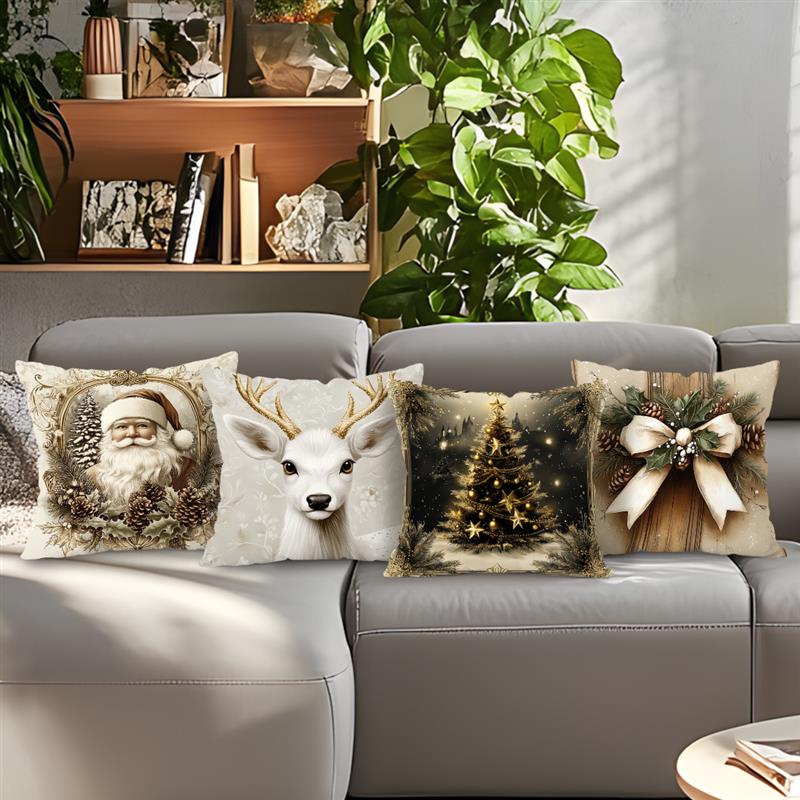 Winter Christmas Cushion Pillowcase Printed Polyester 45x45cm Throw Pillowcover Decorative Sofa Cushion Pillowslip Home Decor