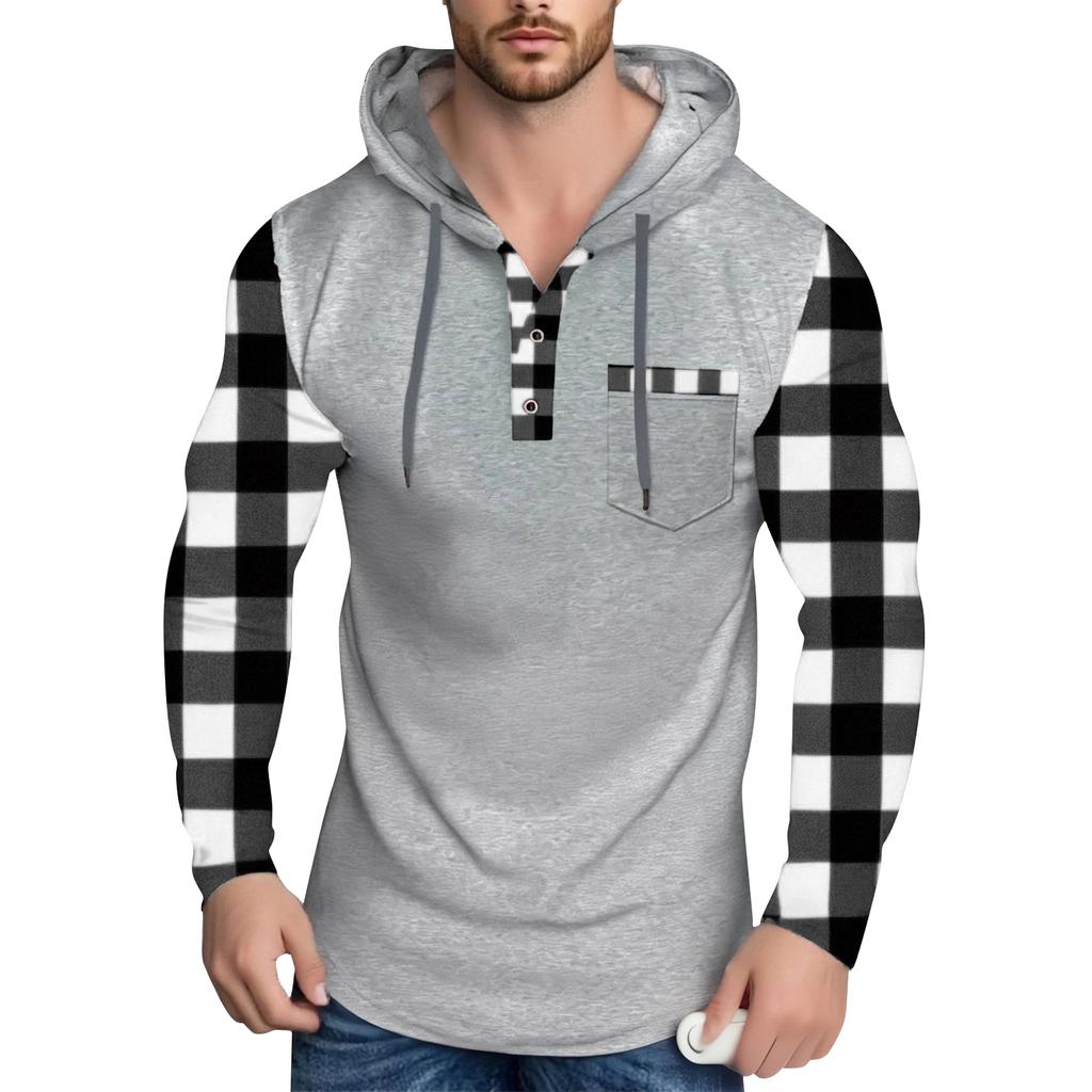 Men's Hooded Sweatshirt, Contrasting Color Sweatshirt, Sports  Casual Jacket