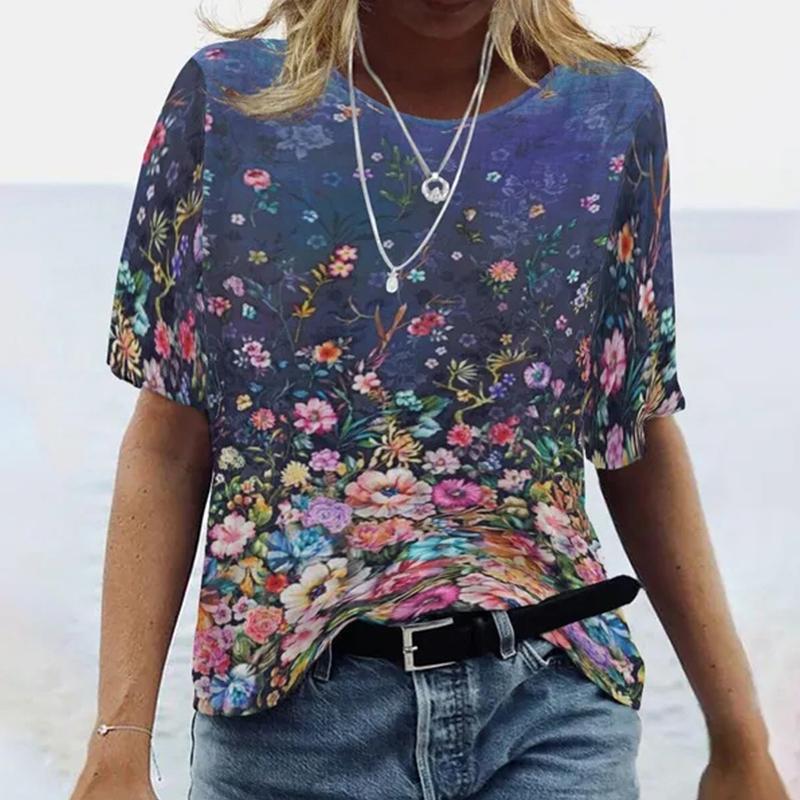 

Модная женская футболка с романтической розой, забавная повседневная футболка с круглым вырезом и короткими рукавами, летняя женская футболка