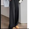 Deep Grey Cashmere Scimitar Women's Wide-Leg Pants, Autumn/Winter Collection, Plus Velvet, Relaxed Fit