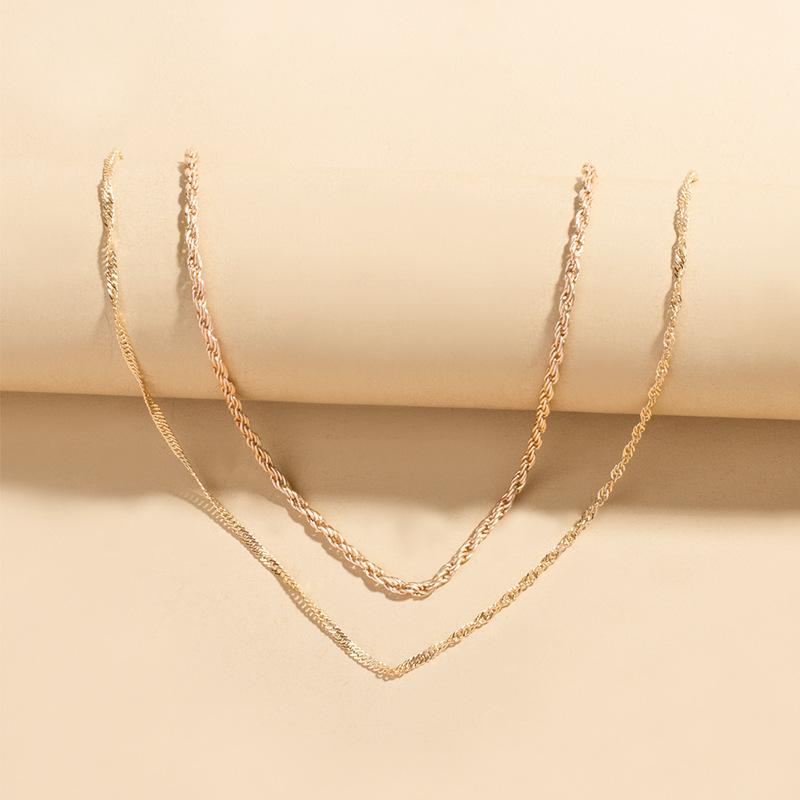 Sweater Necklace  European and American Autumn and Winter Jewelry Women's Gold-plated Thick Line Celebrity Street Shooting Fashion Stacked Necklace