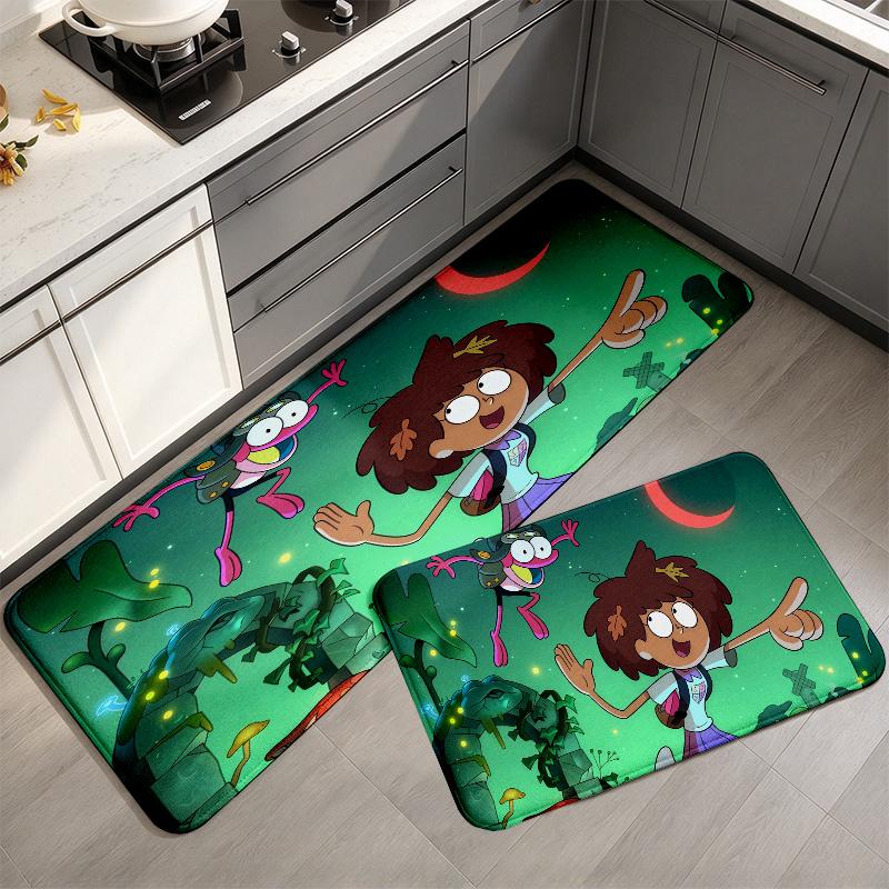 Amphibia Print Flannel Kitchen Mat Christmas Soft Area Rug Non Slip Floor Carpet Home Decoration