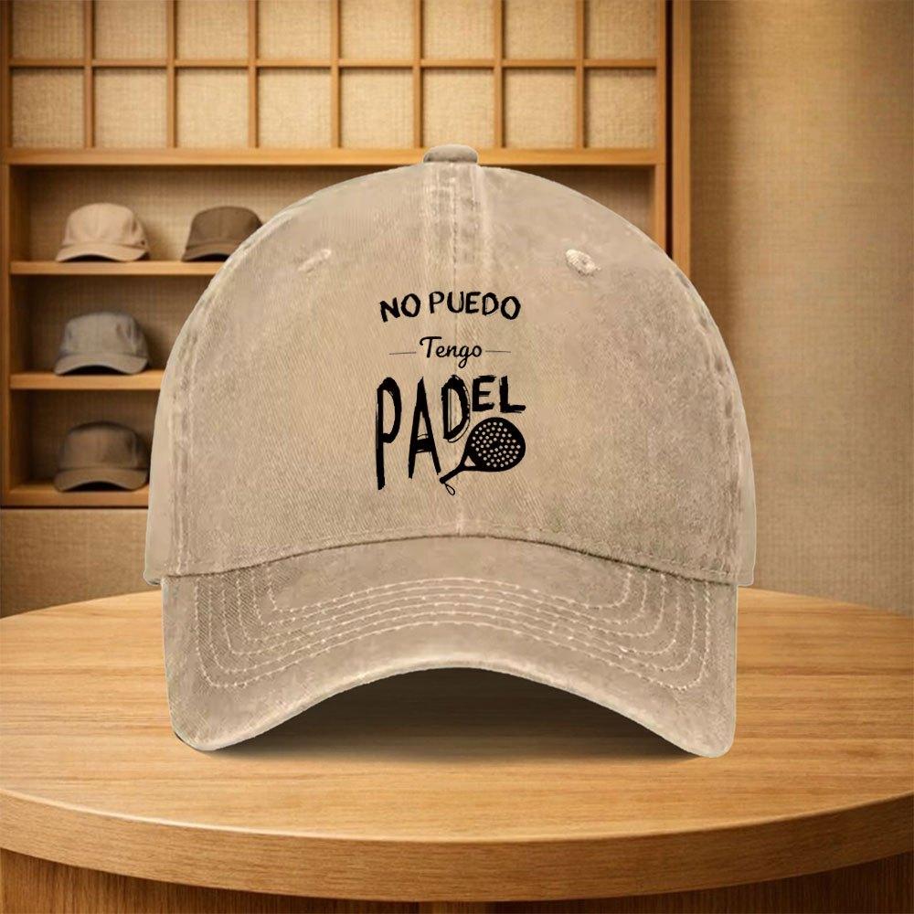 Vintage Padel Racket Pattern Snapback Cap Unisex Adjustable Baseball Hat for Travel Cycling Camping