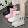 2025 New Waterproof Rain Shoes Women's Fashion Wear Warm Short Rain Boots Internet Celebrity Platform Water Shoes Soft Sole Rubber Shoes