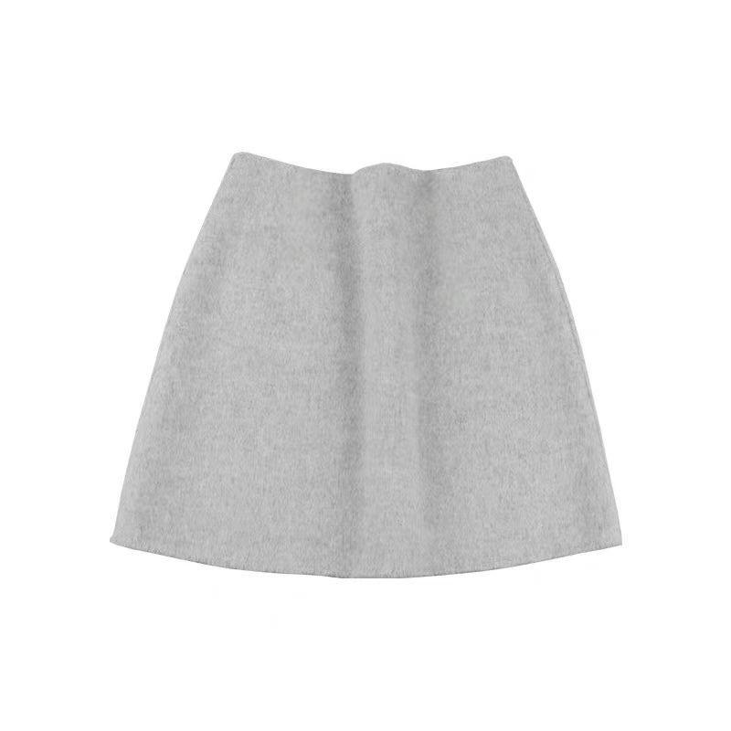 Women s French Style Wool High-Waisted A-Line Mini Skirt - Slimming and Warm for Autumn/Winter XS