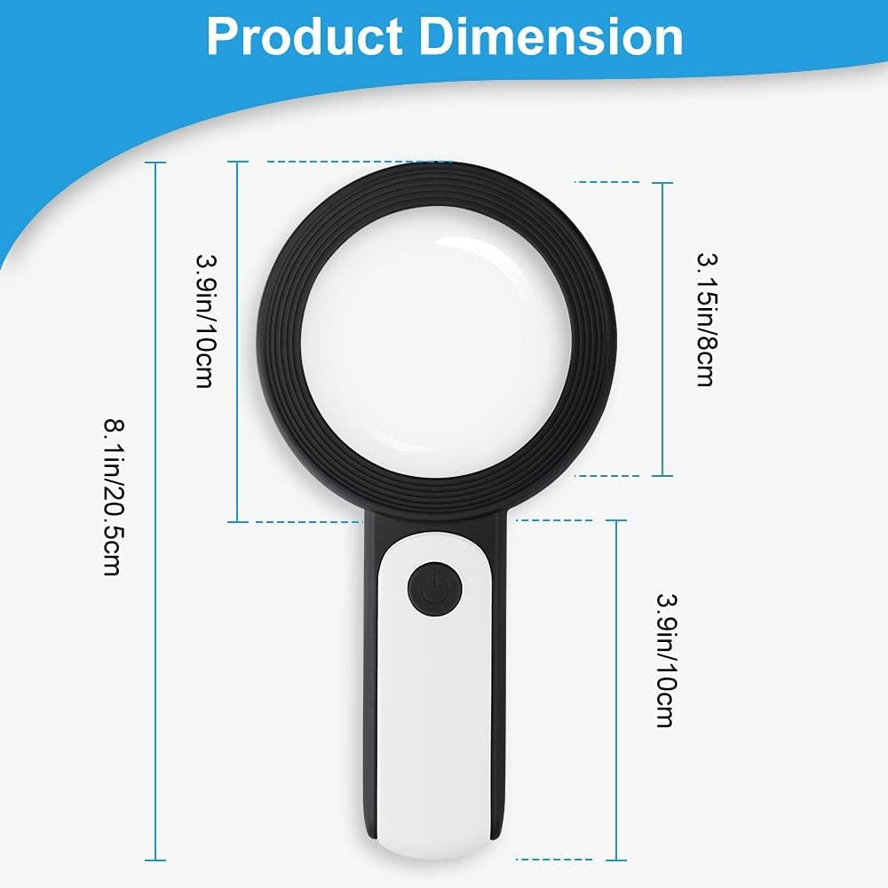 AMIUKON Handheld Magnifying Glass with 30x 18 3 for Children and Jewelry Exploration Light, Magnification, Large, LEDs, Modes, Portable, Seniors,