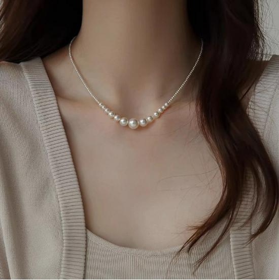 Pearl Gradient Clavicle Necklace - Women's Fashionable French Bead Jewelry