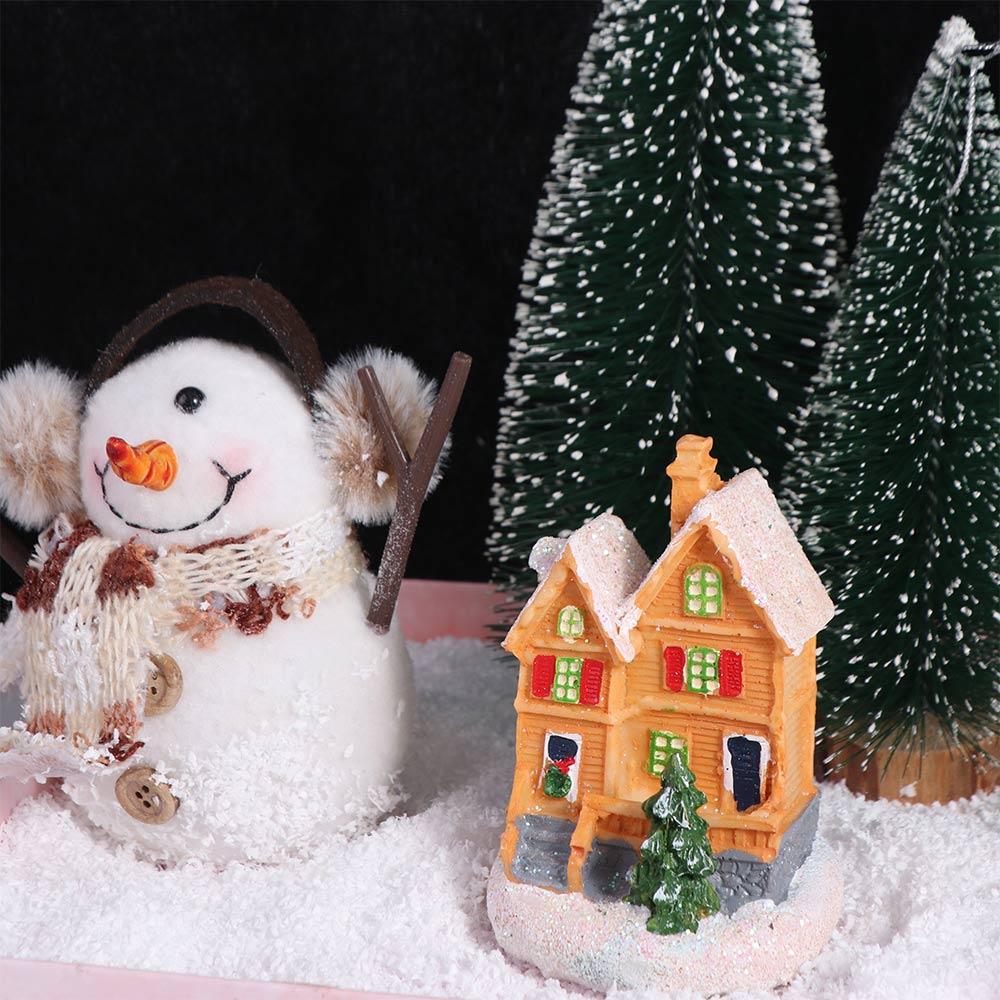 Winter Snow LED Lighted Houses Luminous Village Christmas Figurine Desktop Collectible