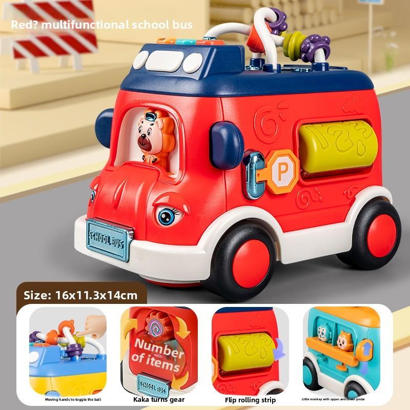 

Multifunctional School Bus Light Sound Educational Toy For Toddlers Boys And Girls Red Bus