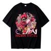 Hazbin Hotel Alastor X Lucifer Tryck Ren Bomull T-shirt Sommar Herr och Dam Casual Mode Kortärmad Parplagg