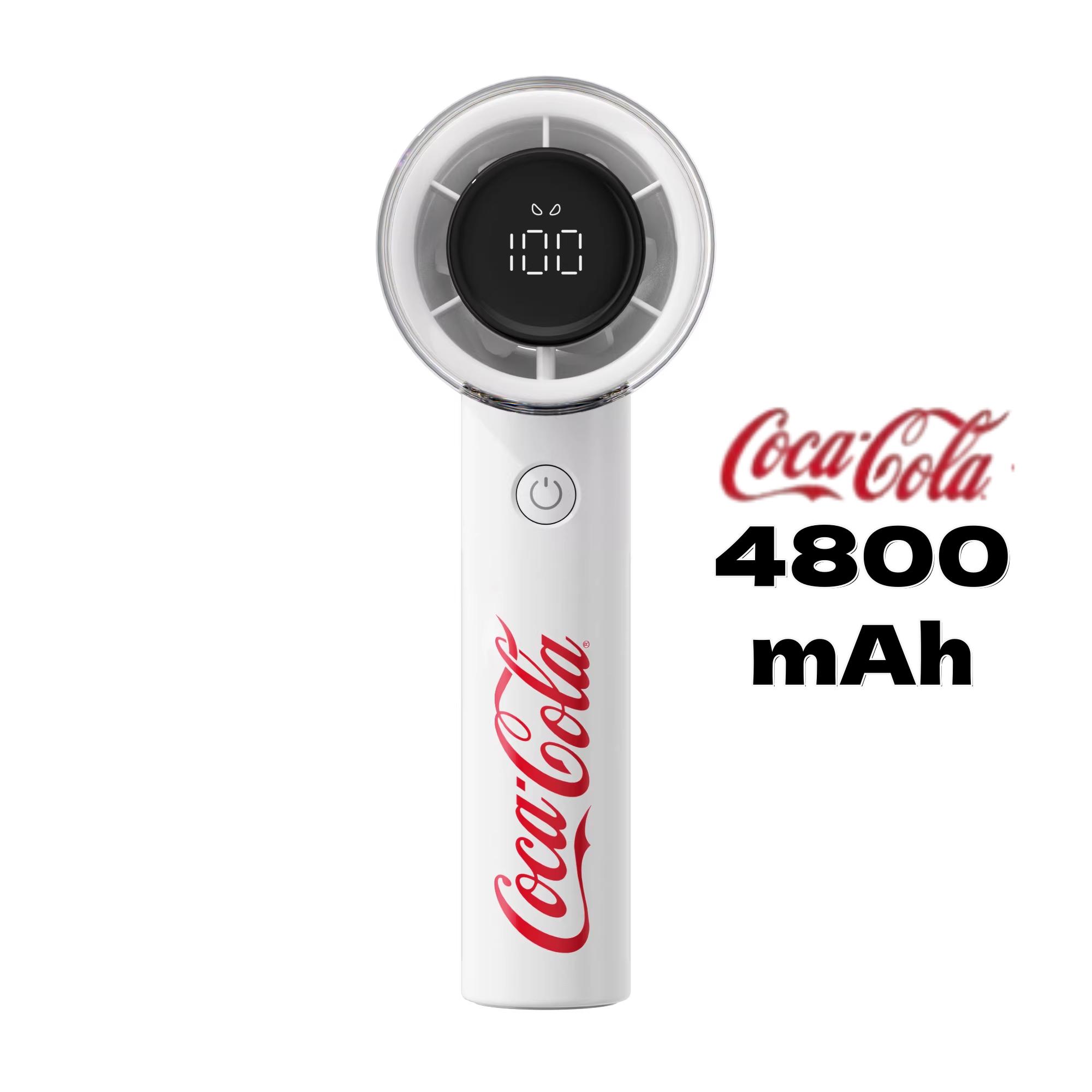 Портативный ручной вентилятор Coca-Cola, 5 скоростей, с LED-дисплеем, перезаряжаемый аккумулятор 4800 мАч, 25 часов охлаждения, для путешествий, школы