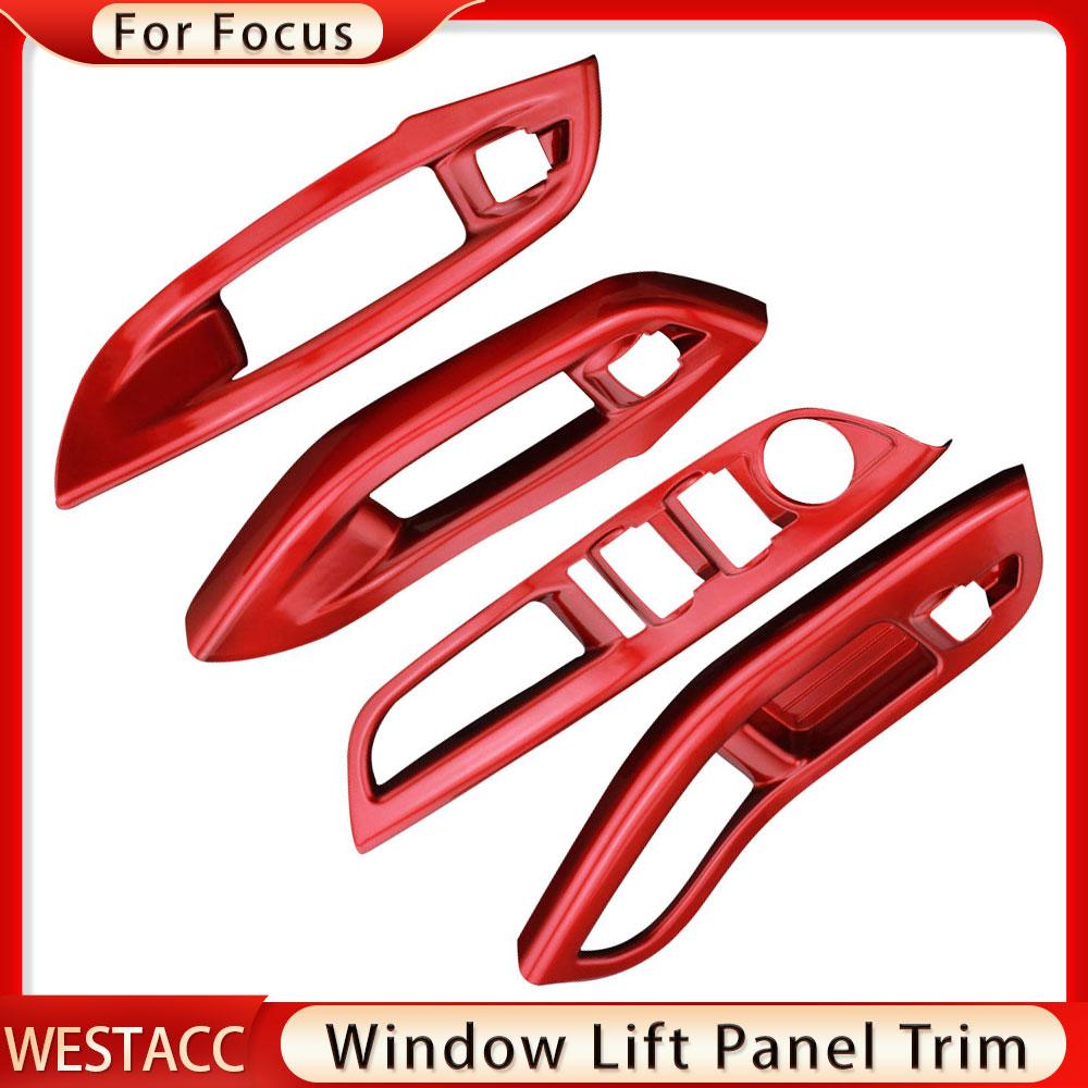 4Pcs/ser Car Window Lifter Panel Frame Decoration Cover Trim Sticker for Ford Focus 3 MK 3 2015 2016 2017 2018
