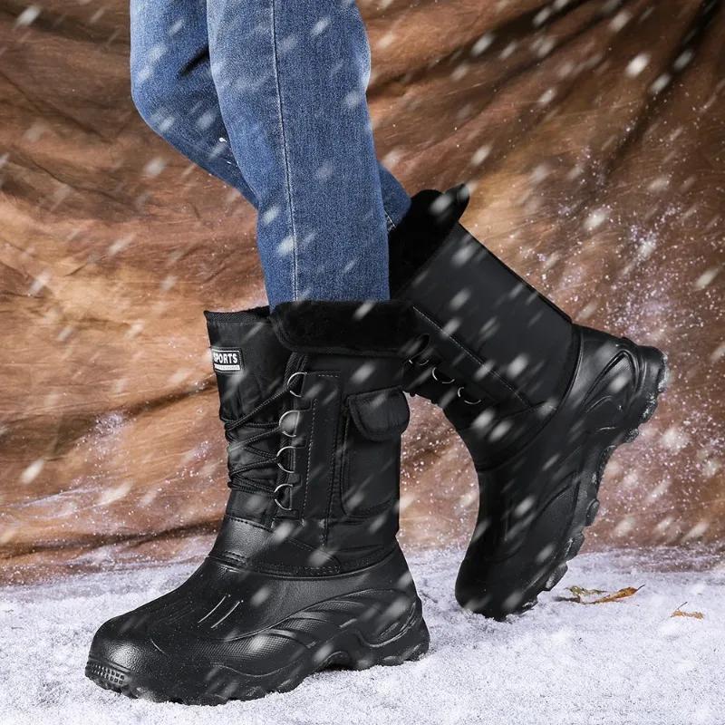 Outdoor Sports Men Boots Winter Waterproof Shoes for Men Light Rain Boots Fur Fishing Boots Winter Snow Boot New Male Footwear
