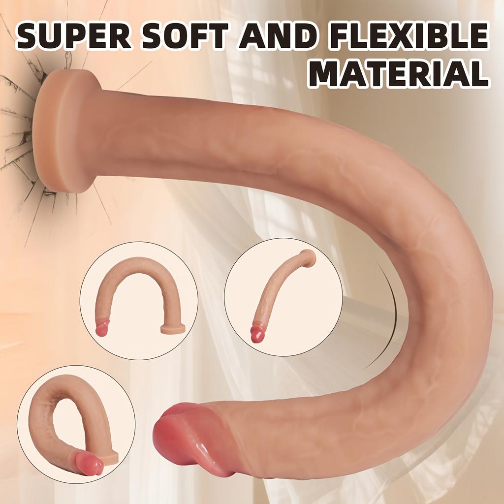 14.95'' Super Long Realistic Silicone Dildo, Huge Soft Lifelike Design with Strong Suction Cup, Flexible Adult Toy, Hands-Free Use, Discreet Packaging