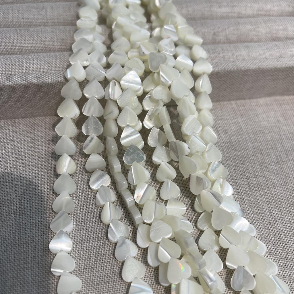 1 Strand 8mm White Heart Trochus Shell Beads 18cm Natural Shell Strand for DIY Craft