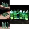 Unique Natural Green Fluorite Quartz Crystal Healing Wand With Stylish Hexagonal Design