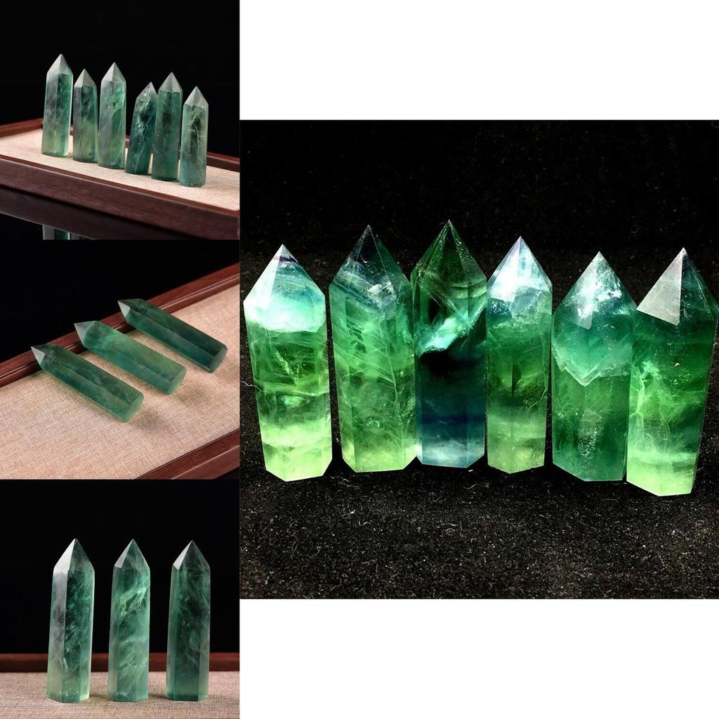 Unique Natural Green Fluorite Quartz Crystal Healing Wand With Stylish Hexagonal Design
