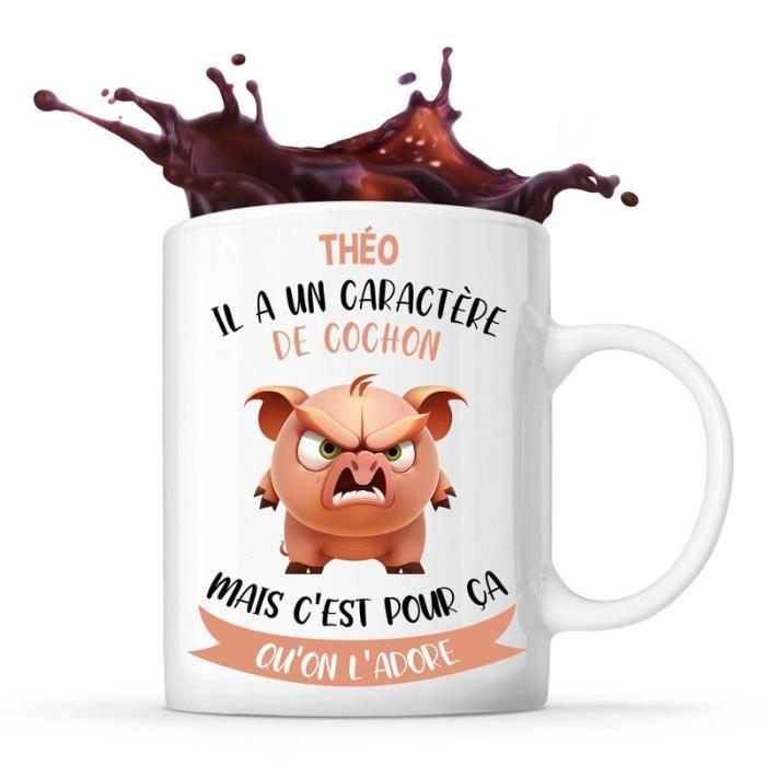 Mug - Théo - Pig Character - Ceramic - Front/Back Design - White