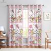 Cartoon Pattern Curtains for Kids Room Kitchen Area Study Room Decoration Rod Pocket Home Decoration Cute Pink Blue 2 Pcs