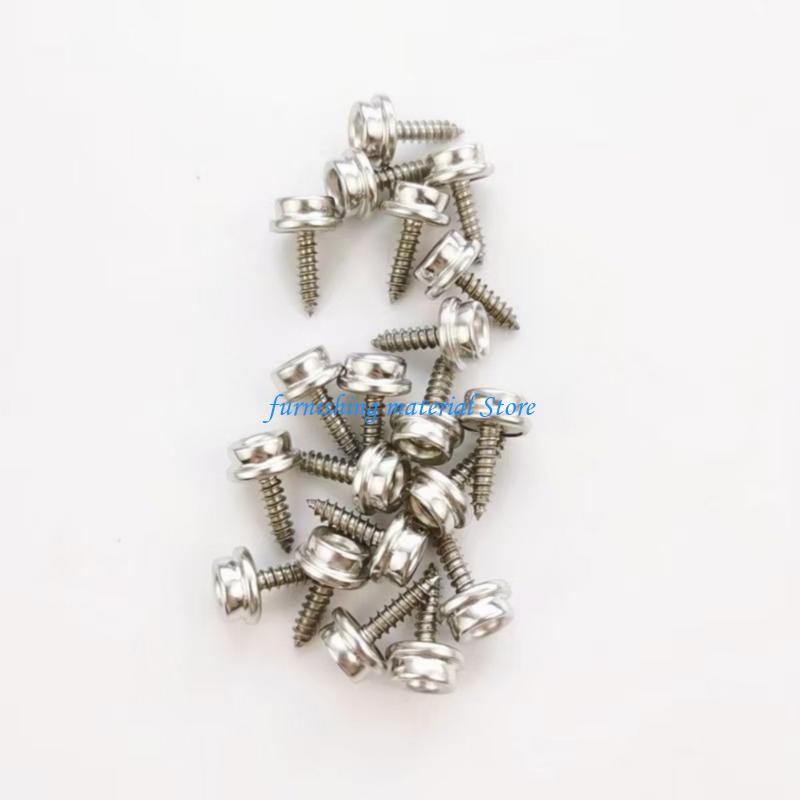 Y5GD 50Pcs Snaps Button Stainless Steel Screw Fastener Studs Cap Fixing Sewing