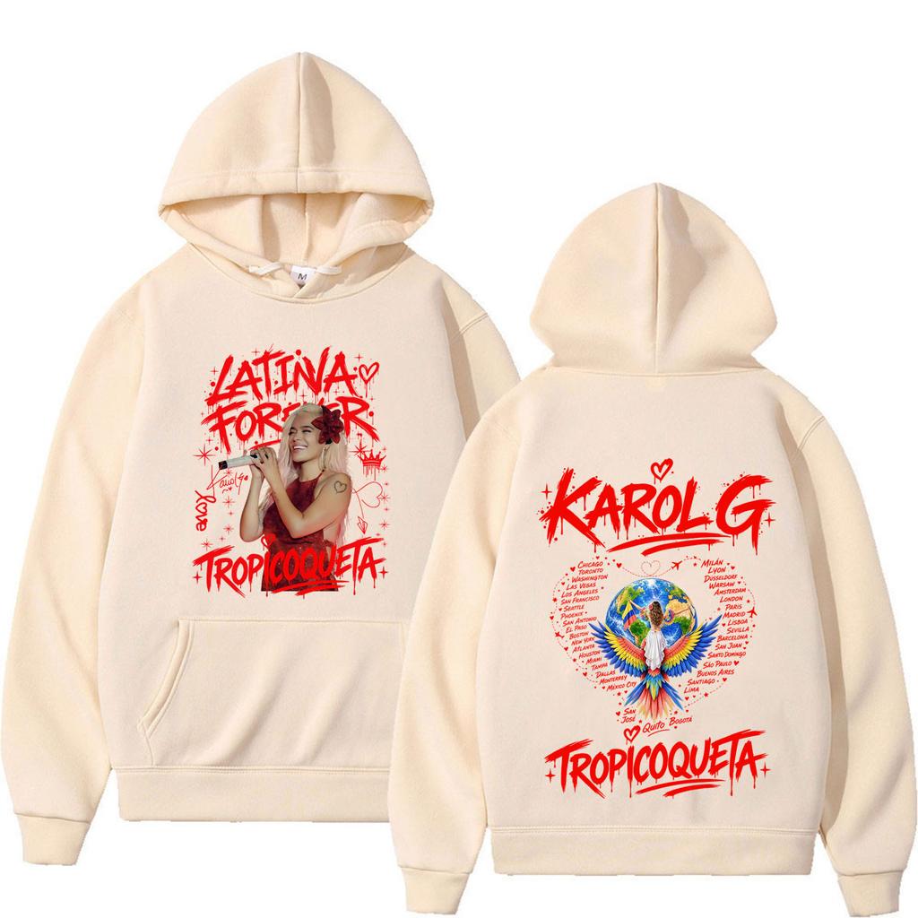 Karol G Tropicoqueta Album Tour 2026 Graphic Hoodie Men Women Fashion Sweatshirts Long Sleeves Loose Casual Oversized Pullover
