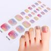 26Tips Pink Gradient Semi Cured Gel Toenail Sticker Glitter Full Cover Gel Toenail Wraps Self-Adhesive Foot Nail Art Decoration