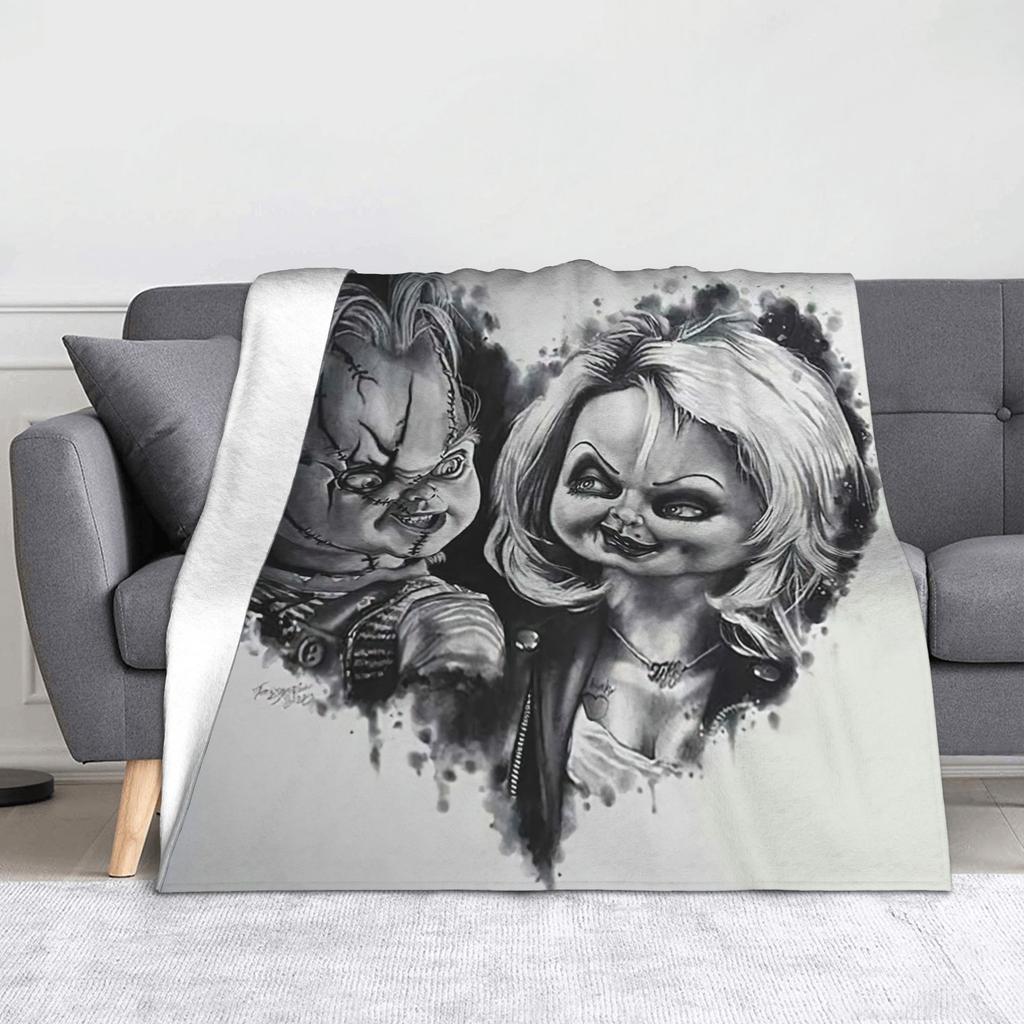 Horrorfilm Scream Fleecedecke Child of Play Chucky Gothic Decken für Sofa Reise Super Warm Plüsch Dünne Steppdecke