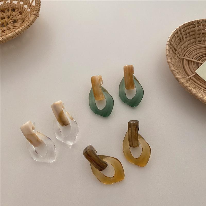 Colorful Clear Resin Acrylic Drop Earrings For Women Geometric Hollow Statement Drop Earrings Girls Fashion Jewelry Gift