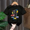 Police car engineering vehicle ambulance fun printed summer boy and girl short sleeved Tshirt top