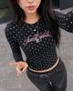MUAHMUAH Dot Lettering Logo Long Sleeve T-Shirt [Black]