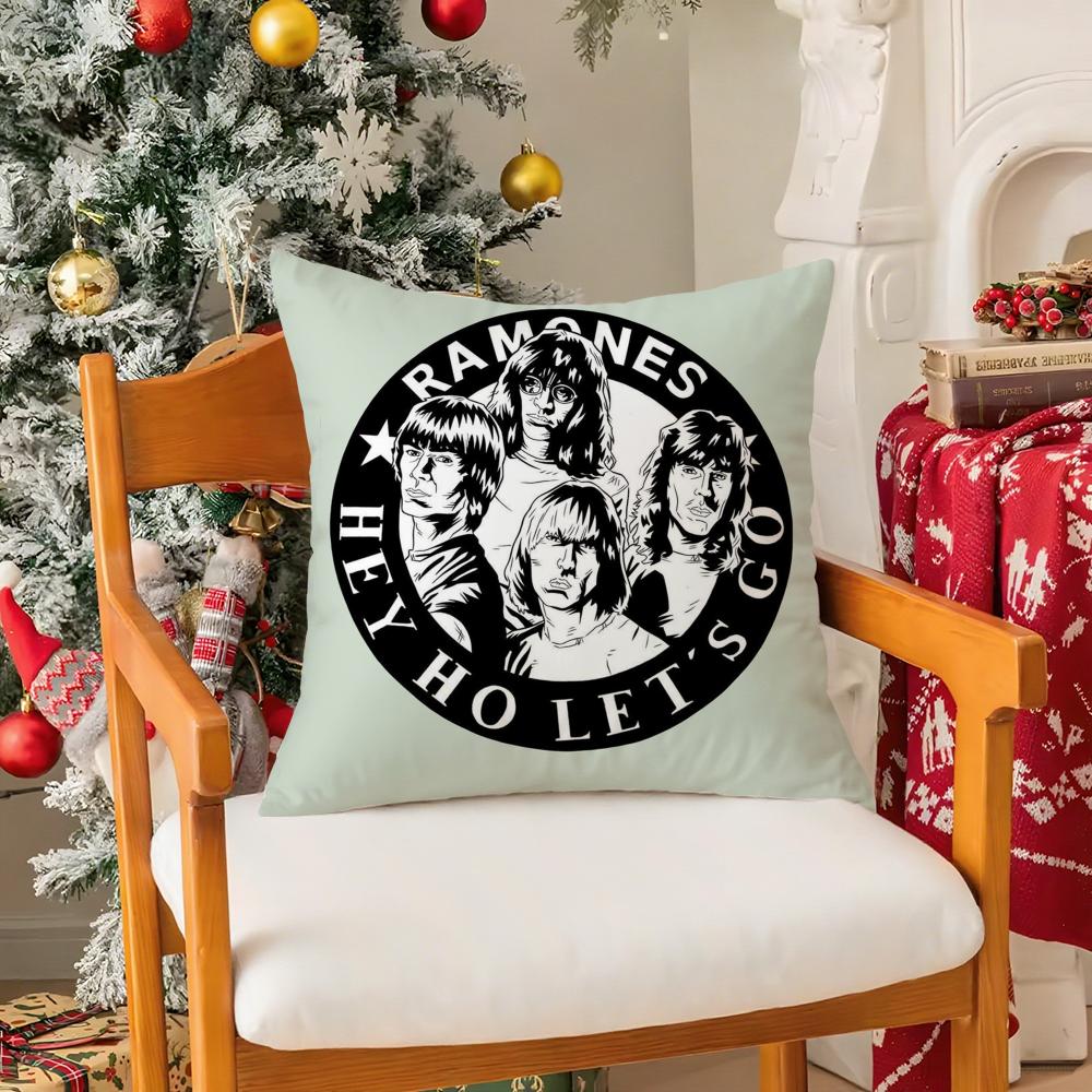 Punk Home Decor R-Ramones Pillow Case Silky Short Plush With Invisible Zipper Dustproof Sofa Cushion Cover For Home Decor