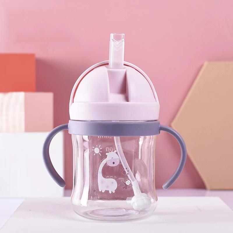 Double Handle Straw Mug Children's Water Bottle Bottle Photography Accessories Kindergarten Leak Proof Drinking Cups