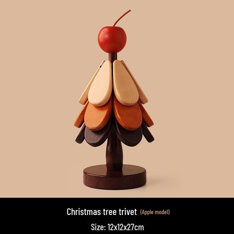 Luxury Christmas Tree Wood Insulated Pot Pad & Coaster Set