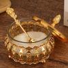 Decorative Hollow Out Iron Sugar Bowl With Clear Glass Canister and Spoon Multiuse Spices Jar For Storing Dry Ingredient