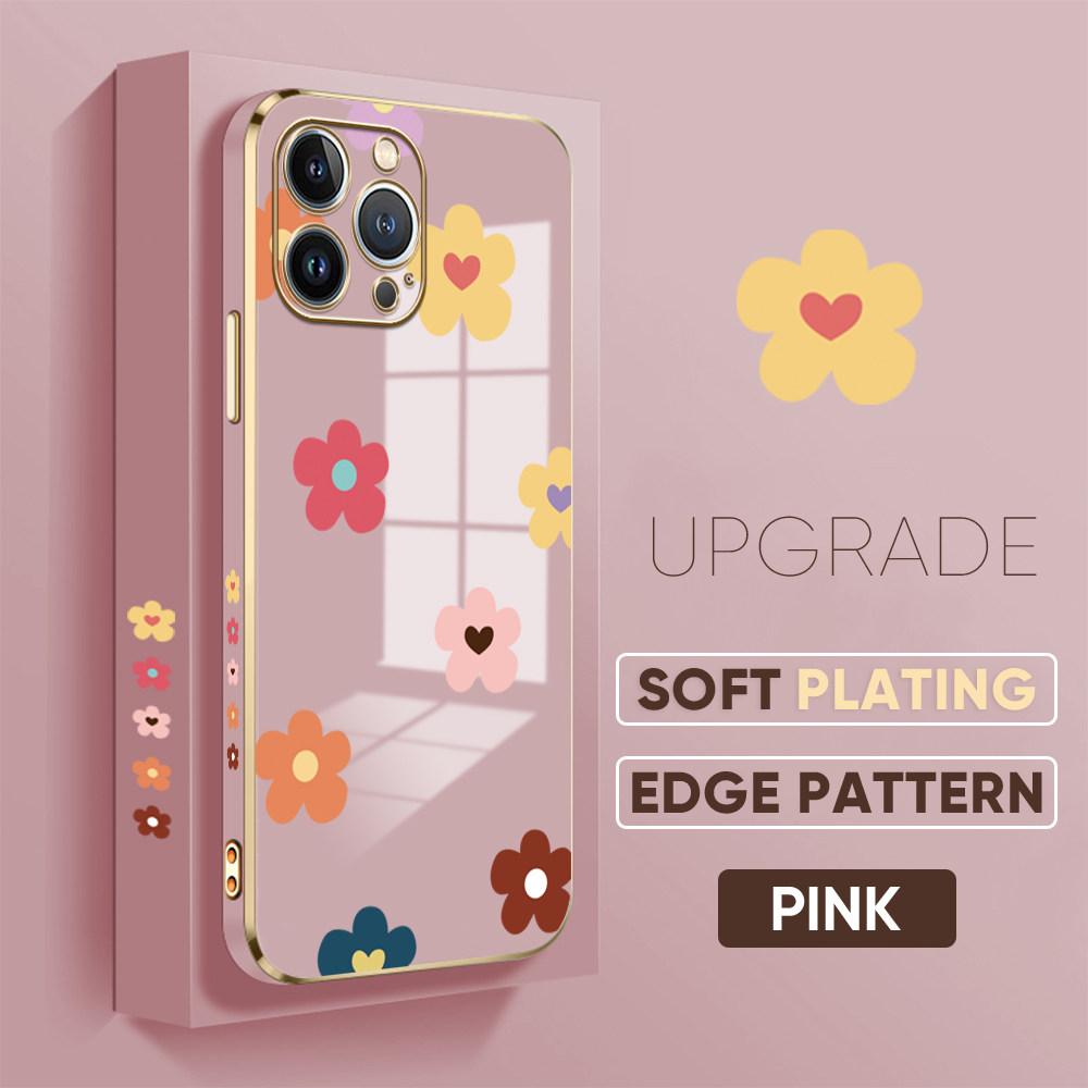For iPhone 16 15 Max Samsung S24 S23 Plus A15 A35 A53 A73 Xiaomi 11T 12T 13T Redmi 13C Beautiful Flowers Soft Plated TPU Phone Case Cover