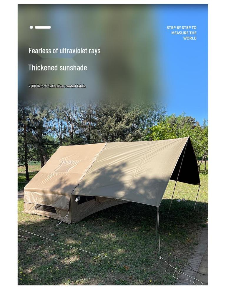 Inflatable Outdoor Camping Tent with Double Doors, Sun Protection, Canopy, and Ample Space for 3-5 People
