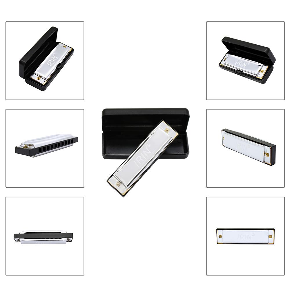10 Holes 20 Tone Diatonic Blues Harmonica Key of C with Case for Beginner Children Silver