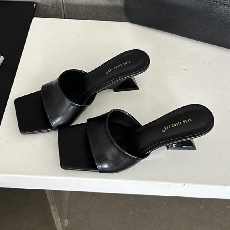 

Лето Новый Дизайн Лаконичные Танкетки Средний Каблук Женская Обувь 2025 Квадратный Носок Шлепанцы Вечеринка Платье Сексуальные Удобные Женские Сандалии 35 чёрный