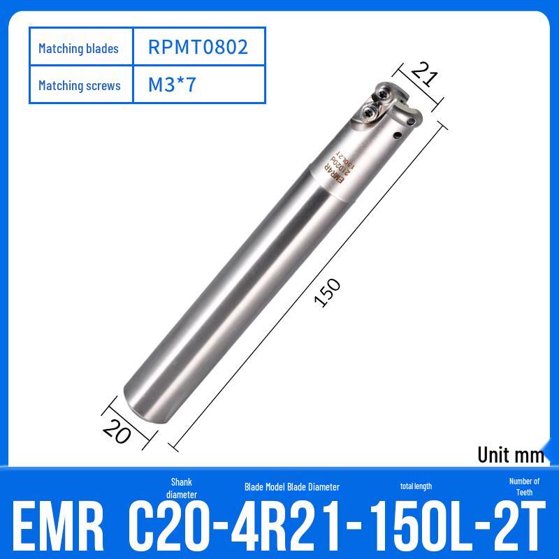 Shockproof EMR CNC Milling Cutter Holder - Round Nose, Bull Nose & Flat Machining Extensions (R4, R5, R6)
