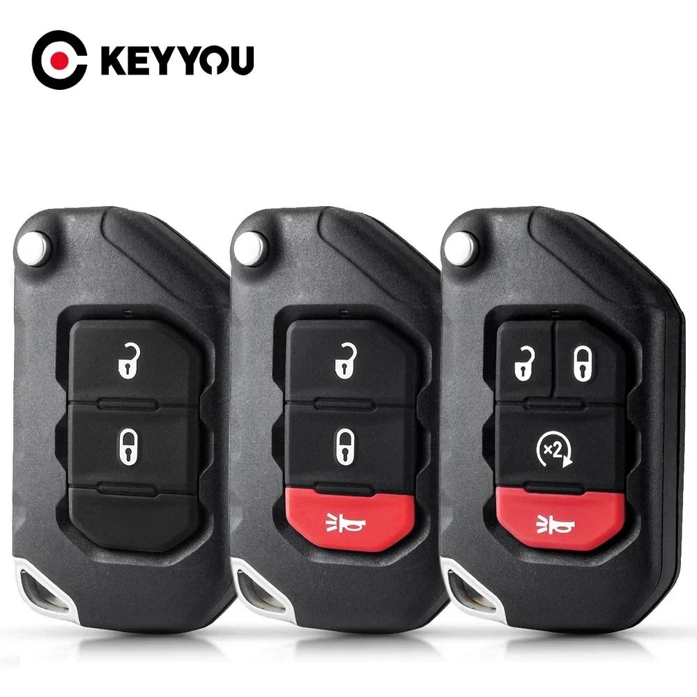 2 / 3 / 4 Buttons Flip Folding Remote Car Key Shell Case For Jeep Wrangler Gladiator Auto Smart Keys Fob