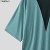 INCERUN Sommer Herren Kurzarm Netz Durchsichtig Patchwork Lässig Locker Oberteile T-Shirts